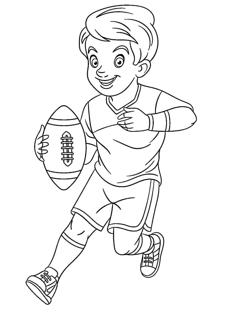 Desenho deUm Menino Jogando Rugby para colorir