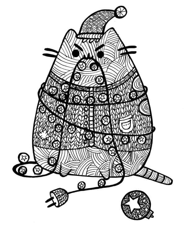 Desenho deZentangle Pusheen para colorir