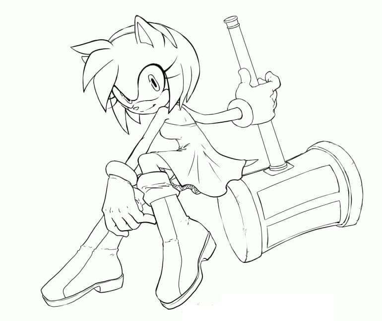 Desenho de Amy Sonic para colorir