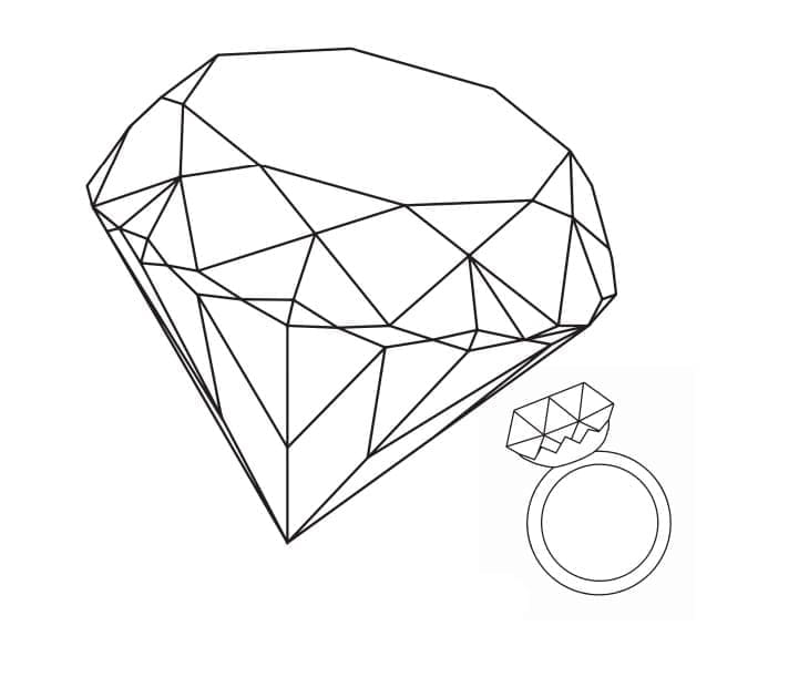 Desenho deAnel de Diamante com Diamante para colorir