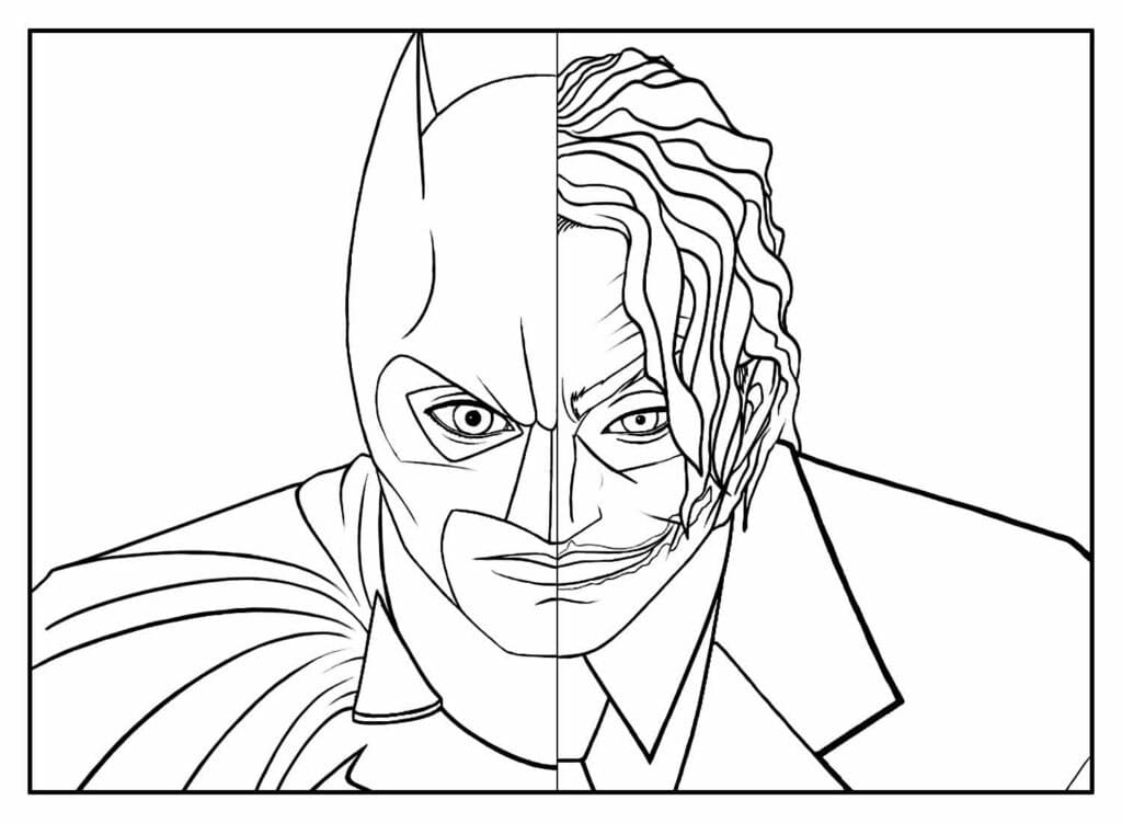 Desenho de Batman e Coringa para colorir