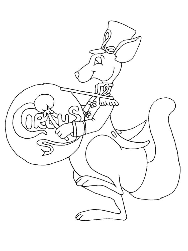 Desenho deCanguru Tocando Tambor para colorir