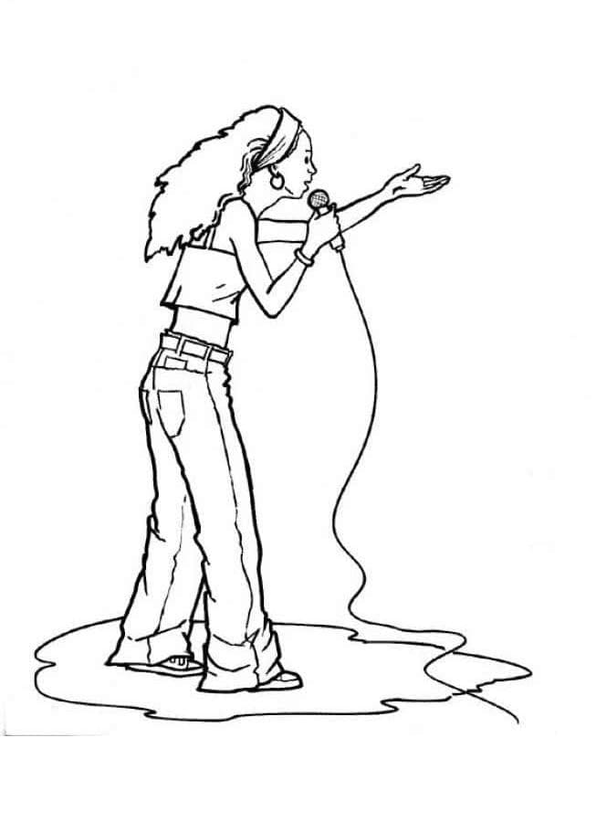 Desenho deCantora está Cantando para colorir