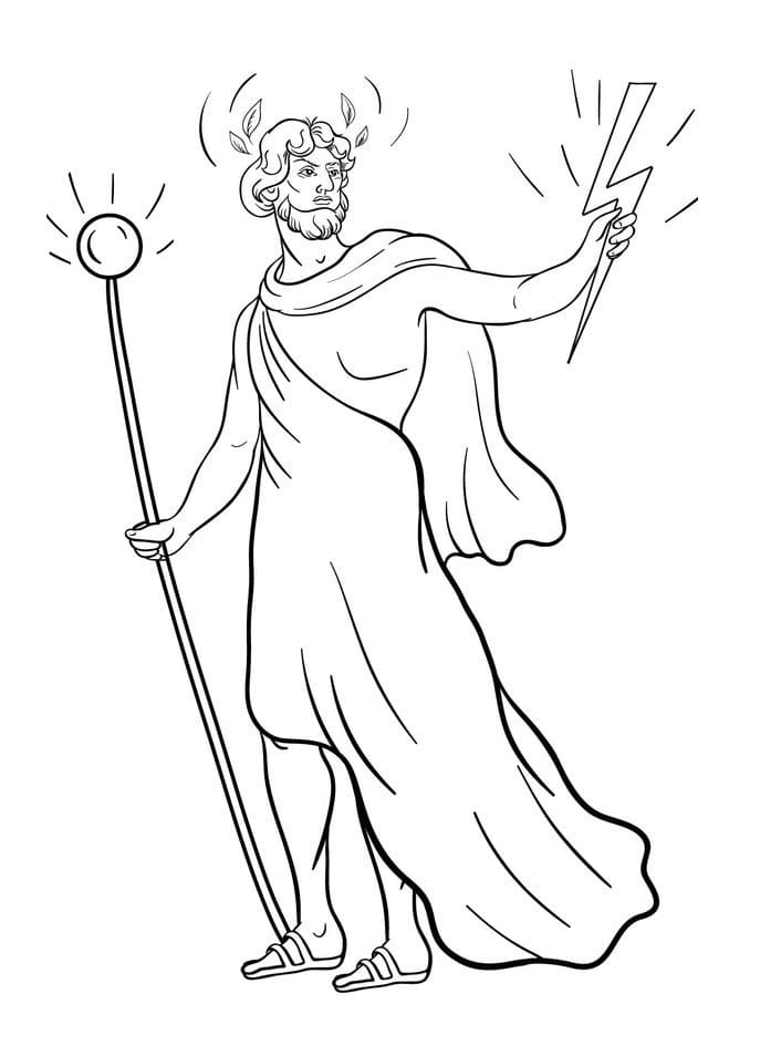 Desenho de Deus Grego Zeus para colorir