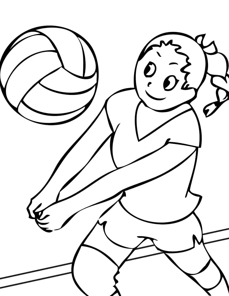 Desenho deGarota Jogando Vôlei para colorir