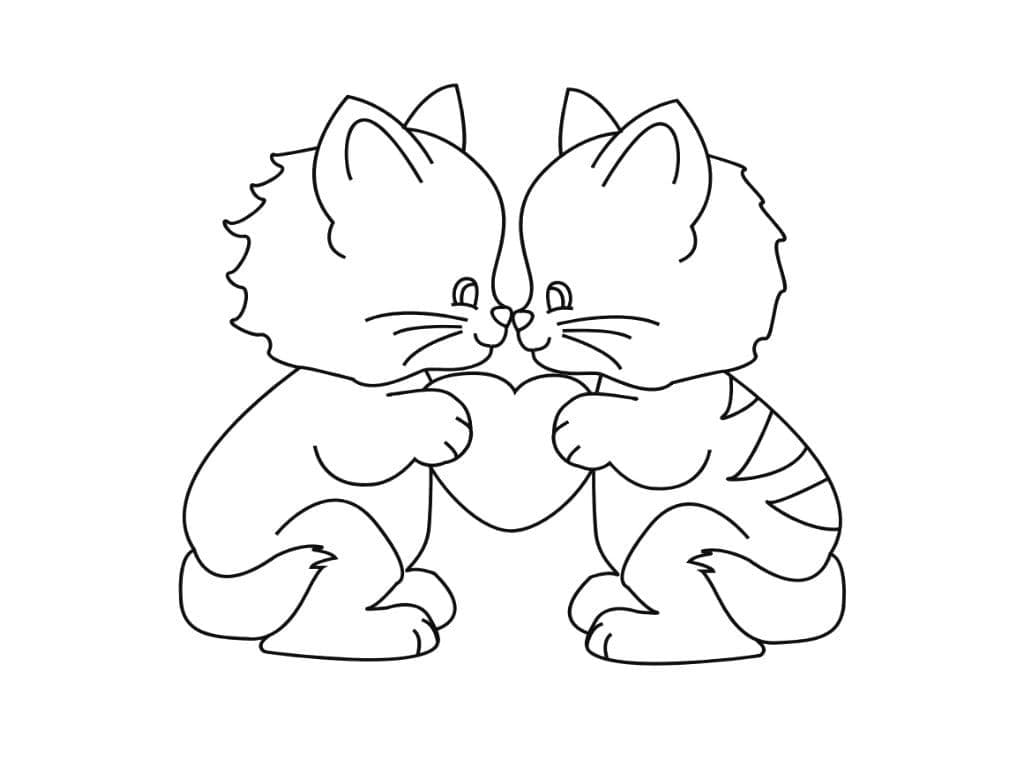 Desenho deGatinho Beijando para colorir