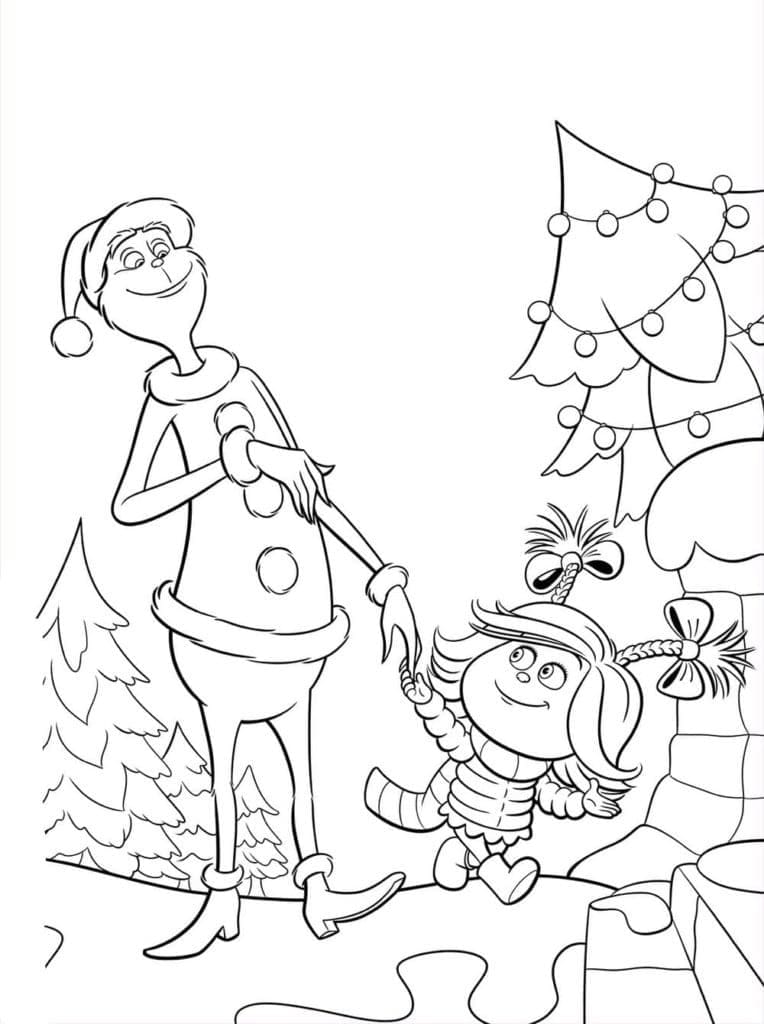 Desenho de Grinch e Cindy Lou Who para colorir