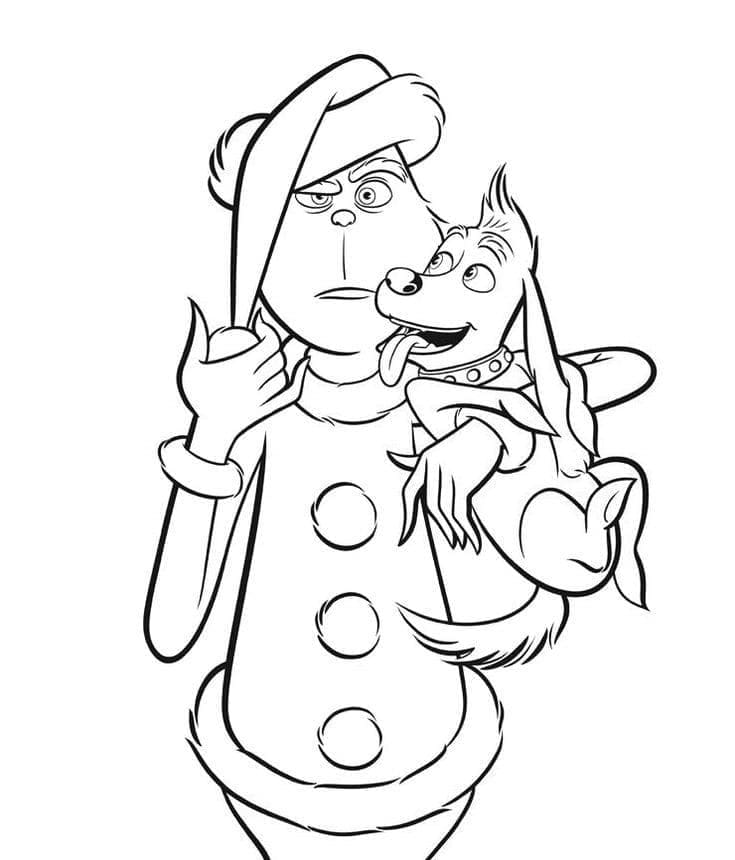 Desenho de Grinch e Max para colorir