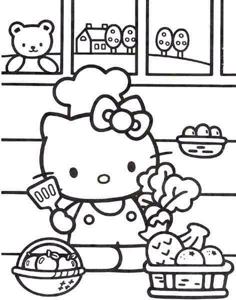 Desenho deHello Kitty Cozinheira para colorir