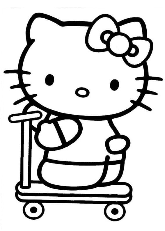 Desenho deHello Kitty no Patinete para colorir