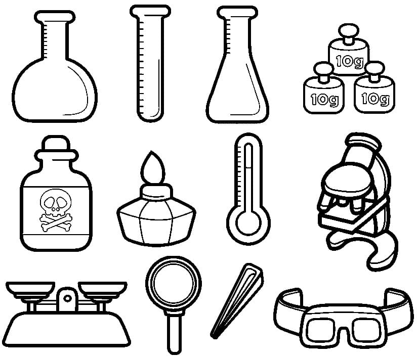 Desenho deInstrumentos de Cientista para colorir