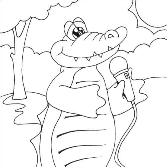 Desenho deJacaré Cantando para colorir