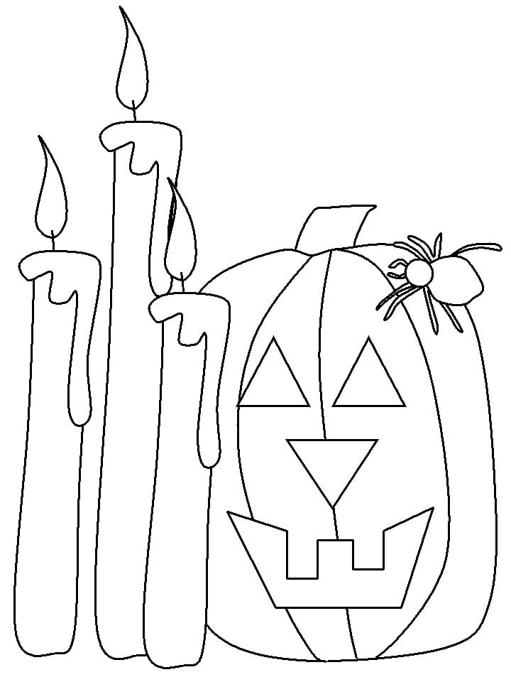 Desenho de Jack O Lantern com Velas para colorir