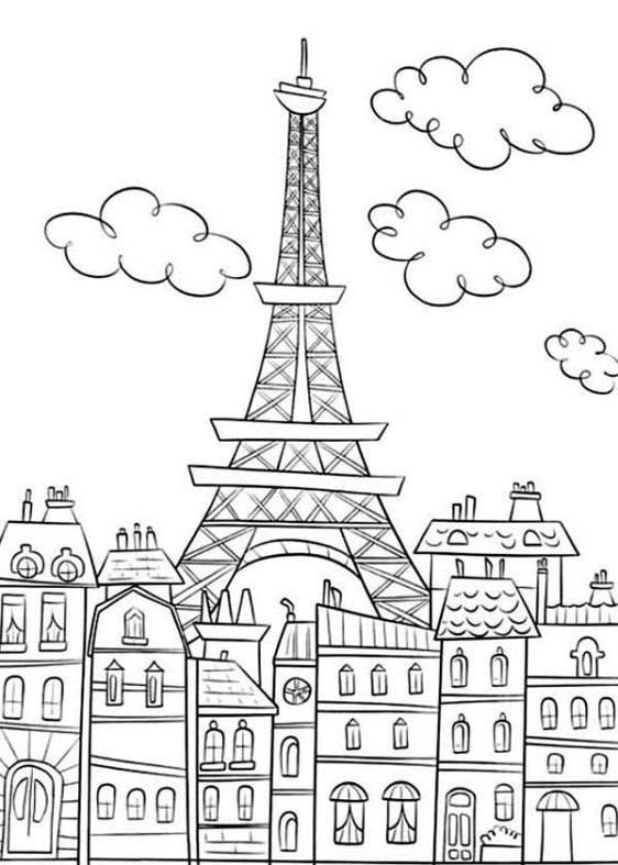 Desenho deLinda Torre Eiffel para colorir