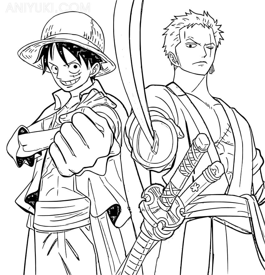 Desenho deLuffy e Zoro para colorir