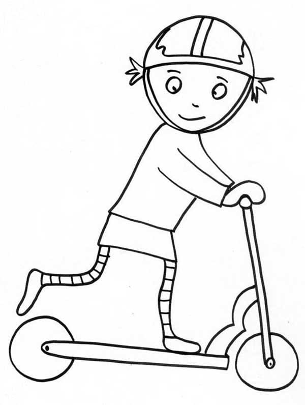 Desenho deMenina com Patinete para colorir