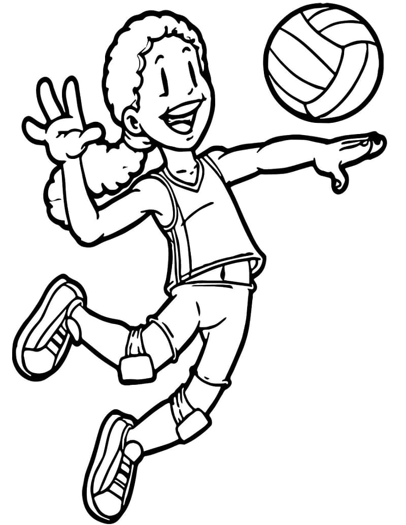 Desenho deMenina Jogando Vôlei para colorir