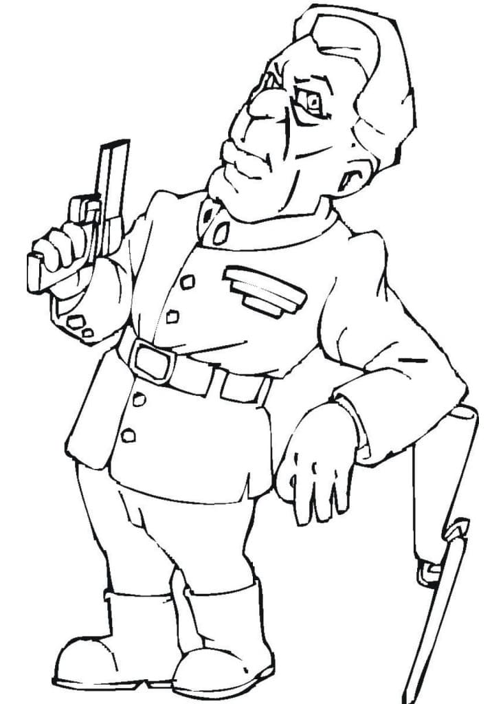 Desenho deMilitar com Pistola para colorir