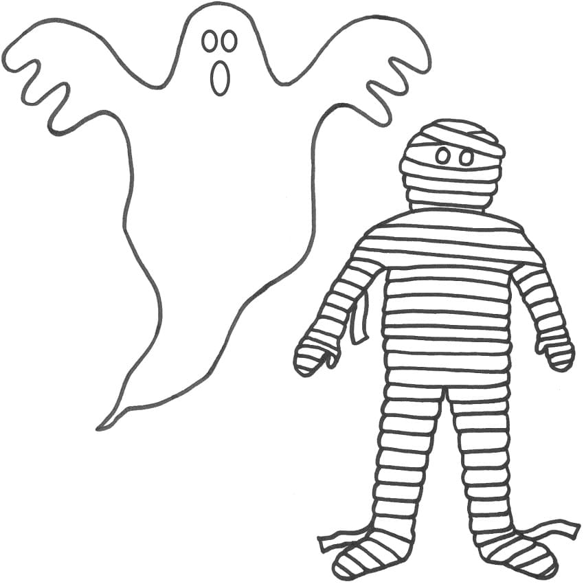 Desenho deMúmia e Fantasma para colorir