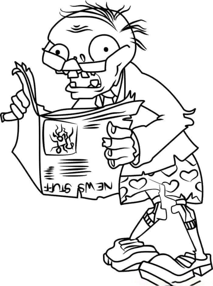 Desenho deNewspapers Zombie de Plants vs Zombies para colorir