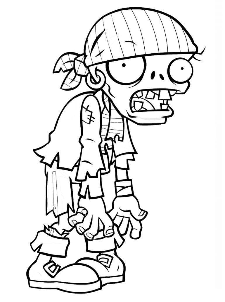 Desenho dePirate Zombie de Plants vs Zombies para colorir