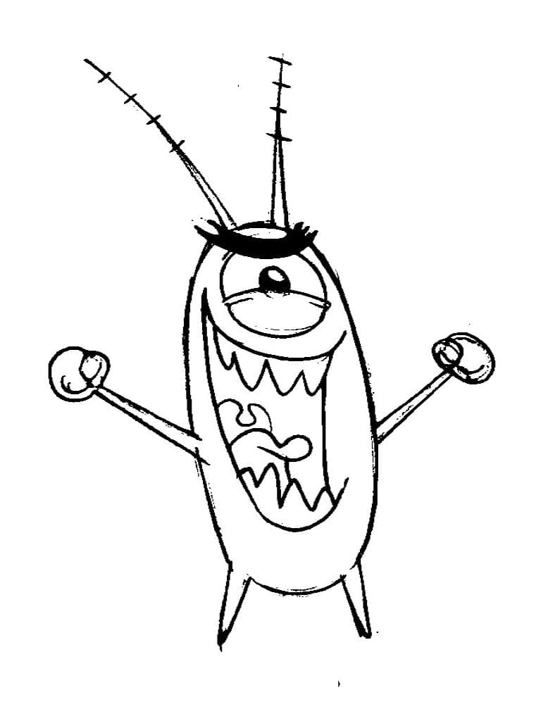 Desenho de Plankton Rindo para colorir