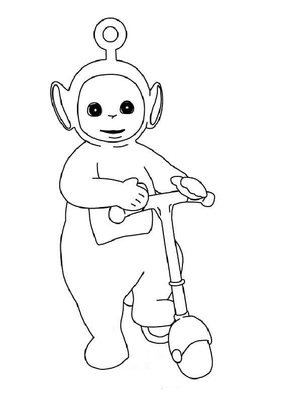 Desenho dePo Teletubbies no Patinete para colorir