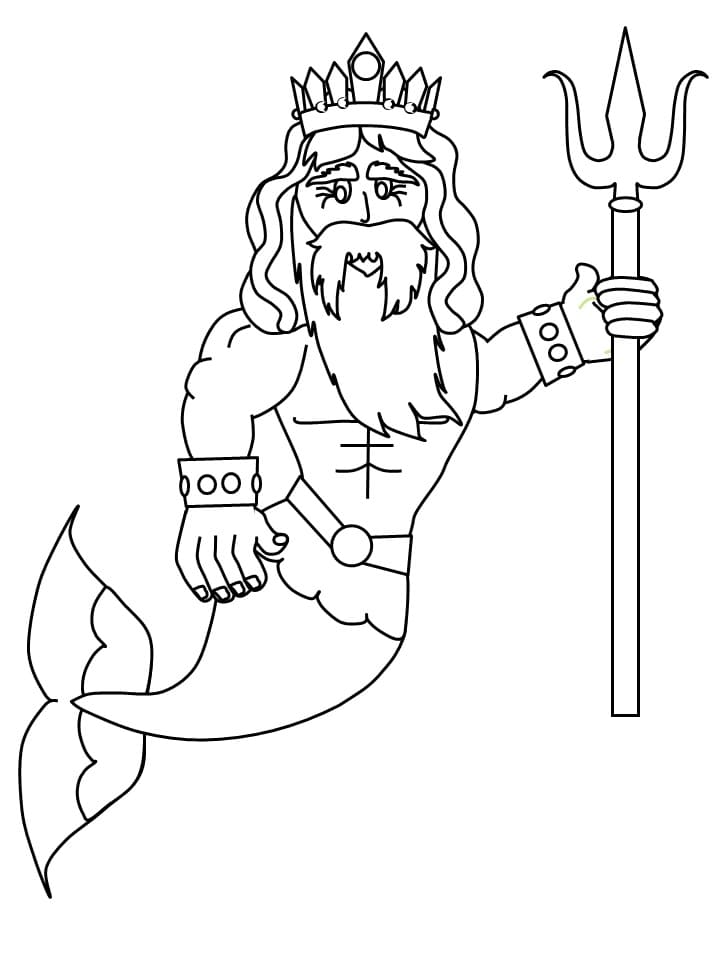 Desenho dePoseidon Deus do Mar para colorir