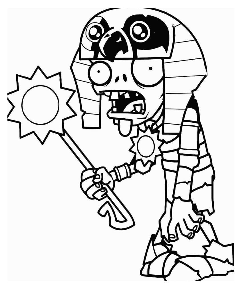 Desenho deRa Zombie de Plants vs Zombies para colorir