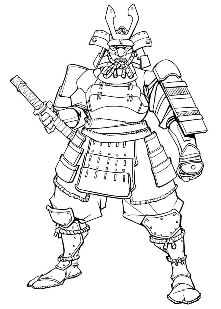 Desenho deSamurai com Armadura para colorir