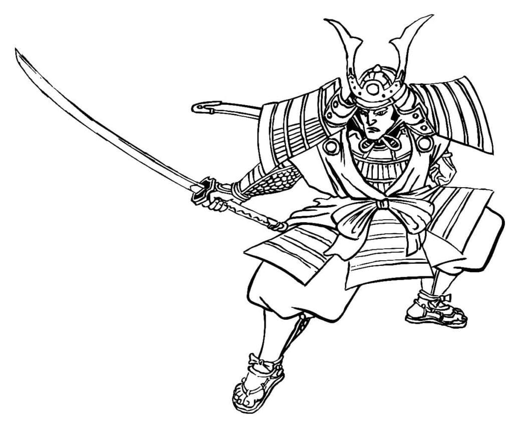 Desenho deSamurai com Sua Espada para colorir