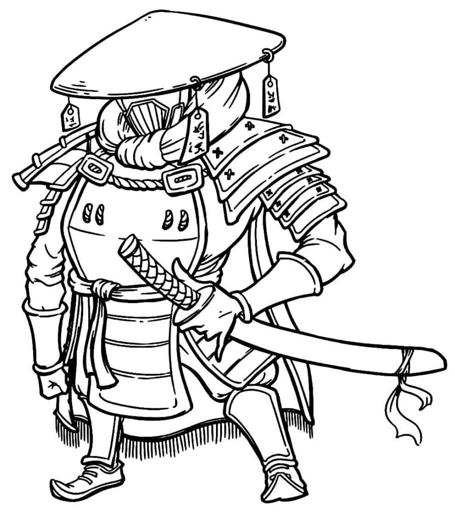 Desenho deSamurai de Desenho Animado para colorir