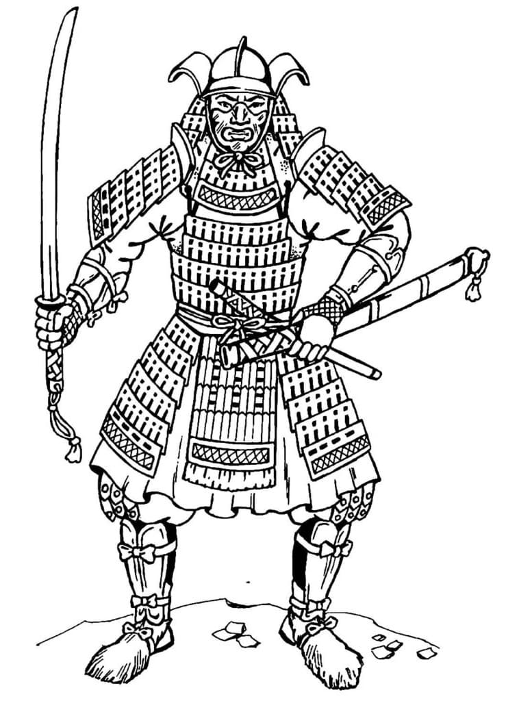 Desenho deSamurai Em Pé para colorir