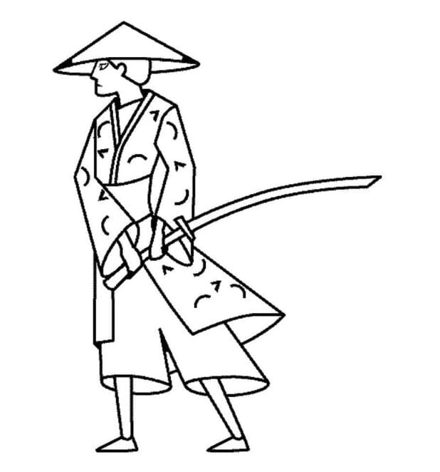 Desenho deSamurai Fácil para colorir