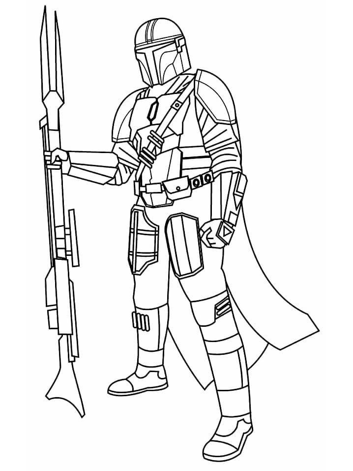 Desenho deStar Wars Mandalorian para colorir