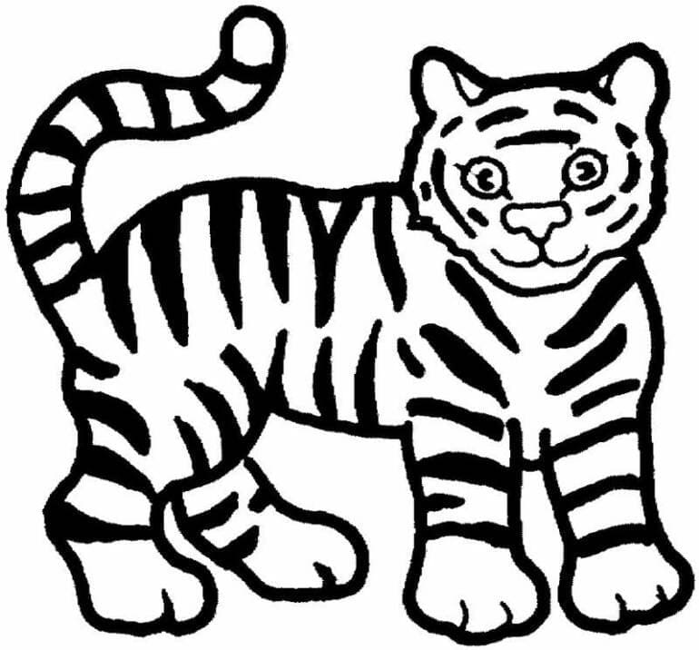 Desenho de Tigre Sorrindo para colorir