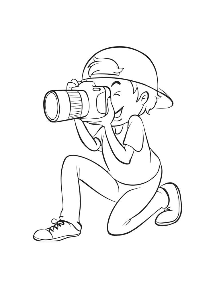 Desenho deUm Menino Fotógrafo para colorir