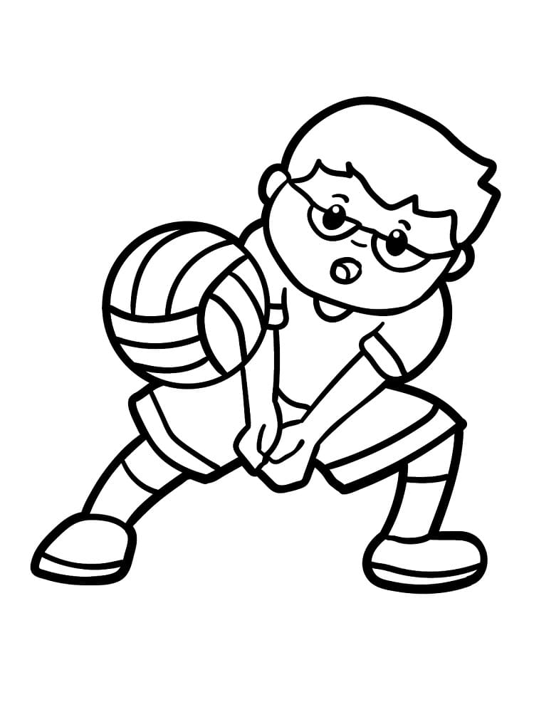 Desenho deUm Menino Jogando Vôlei para colorir