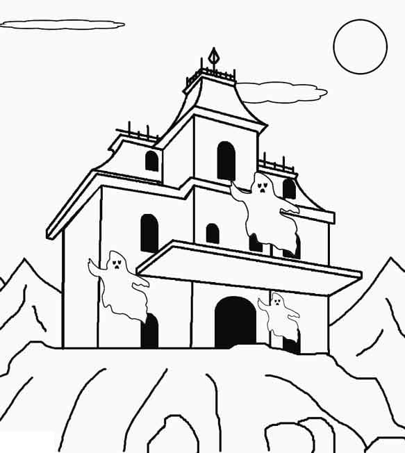 Desenho deUma Casa Assombrada para colorir