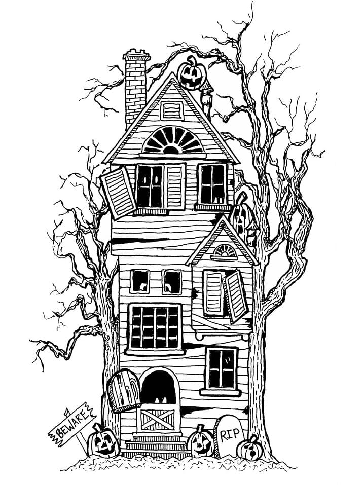 Desenho deUma Velha Casa Assombrada para colorir