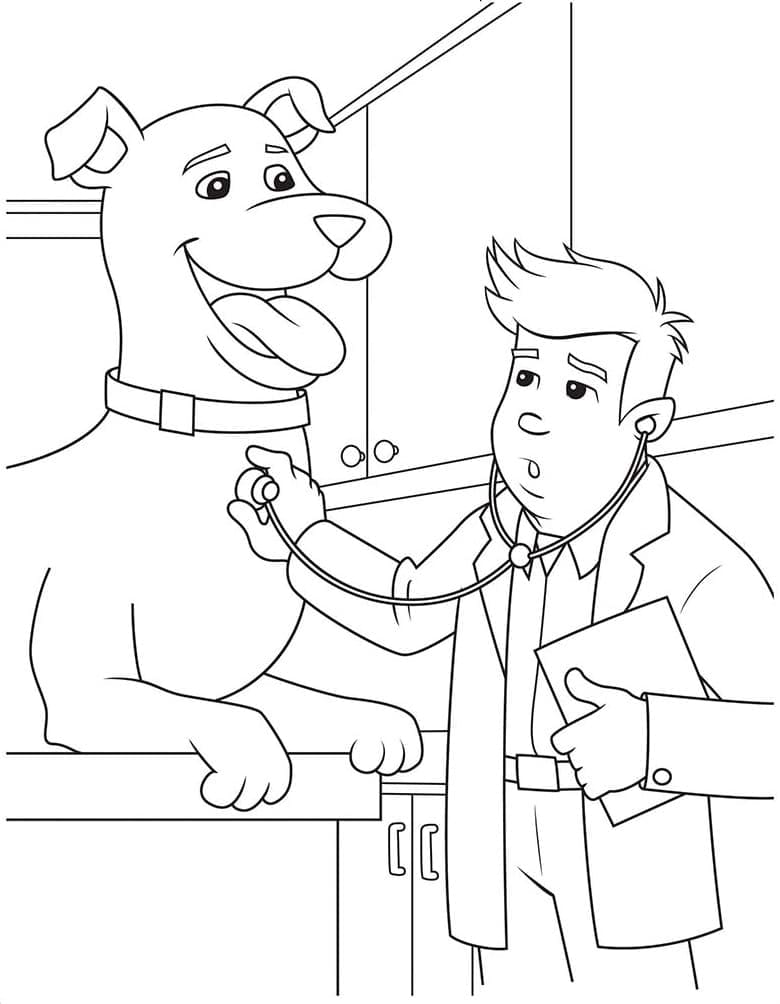 Desenho deVeterinário e Cachorro Grande para colorir