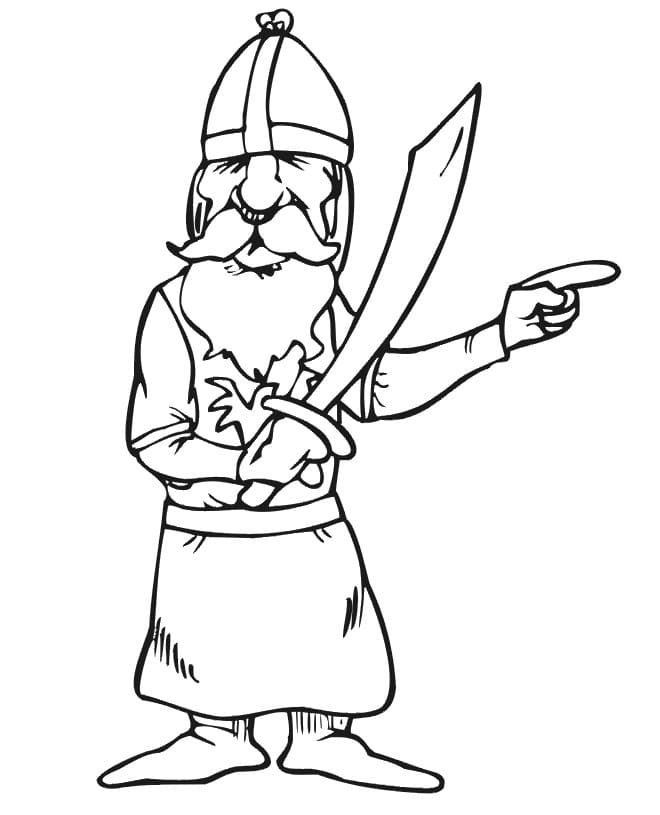 Desenho de Viking com Espada para colorir