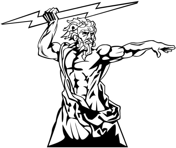 Desenho de Zeus com Relâmpago para colorir