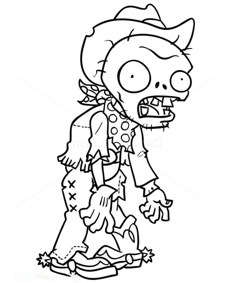 Desenho deZumbi Cowboy de Plants vs Zombies para colorir