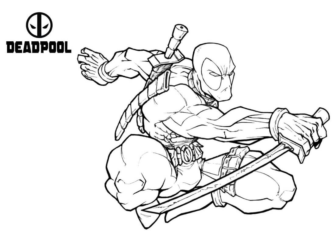 Desenho deDeadpool de Ação 3 para colorir