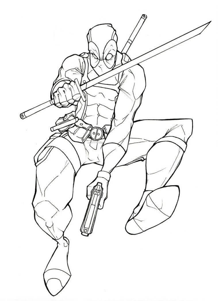 Desenho deDeadpool de Ação 4 para colorir