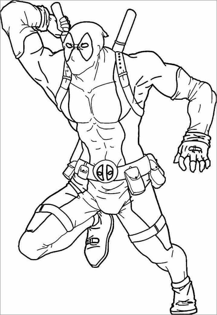 Desenho deDeadpool de Ação 5 para colorir