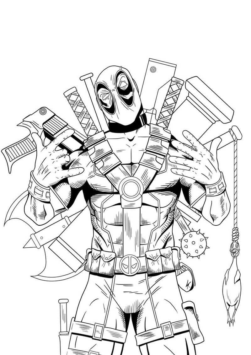 Desenho deDeadpool de Ação para colorir