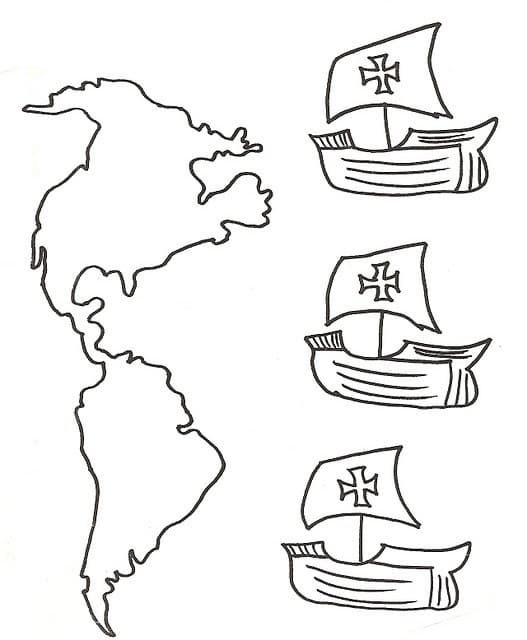 Desenho deDescobrimento da América 6 para colorir