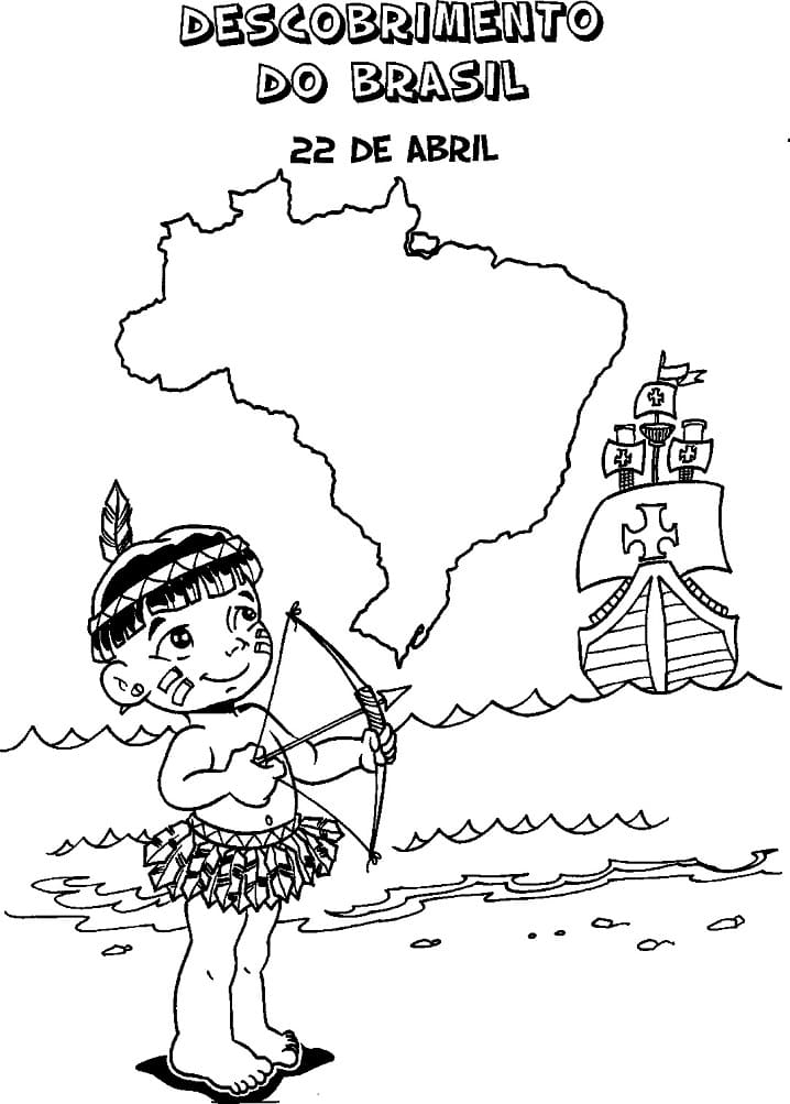 Desenhos de Descobrimento do Brasil para colorir